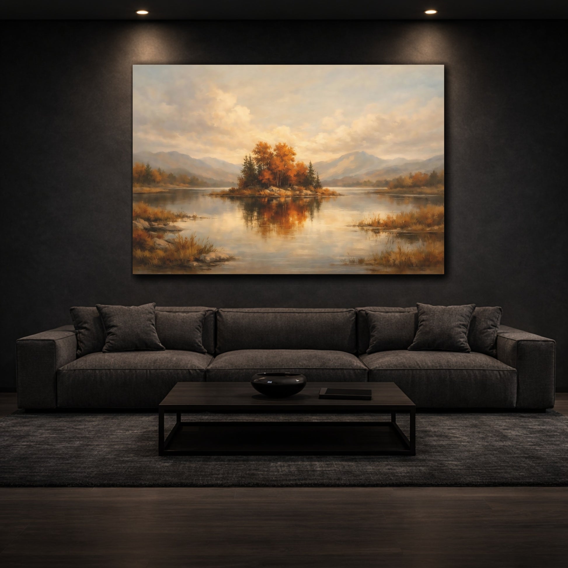 Mockup 2. Watercolor Burnt Orange Subtle Accent shown as stretched canvas wall art