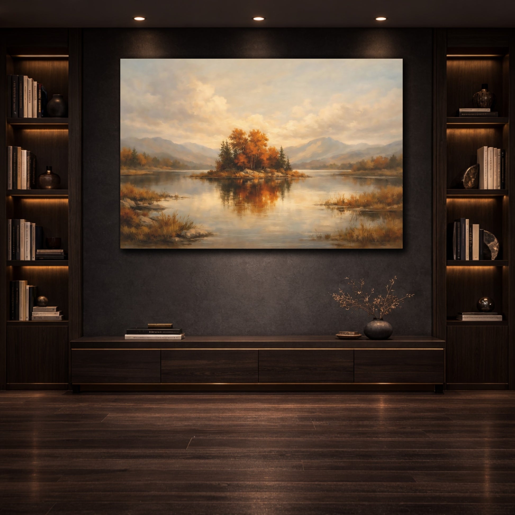Mockup 3. Watercolor Burnt Orange Subtle Accent shown as stretched canvas wall art
