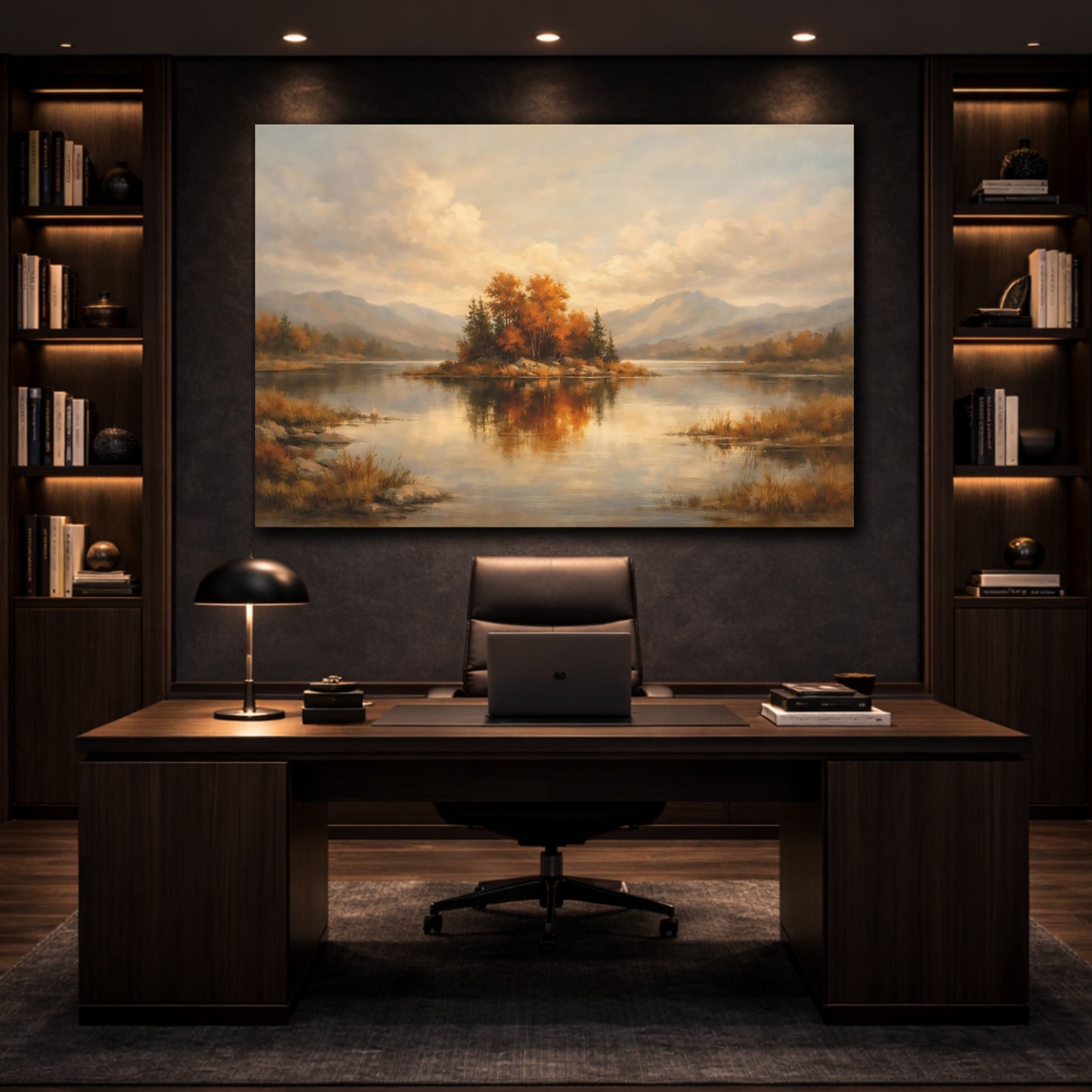 Mockup 4. Watercolor Burnt Orange Subtle Accent shown as stretched canvas wall art