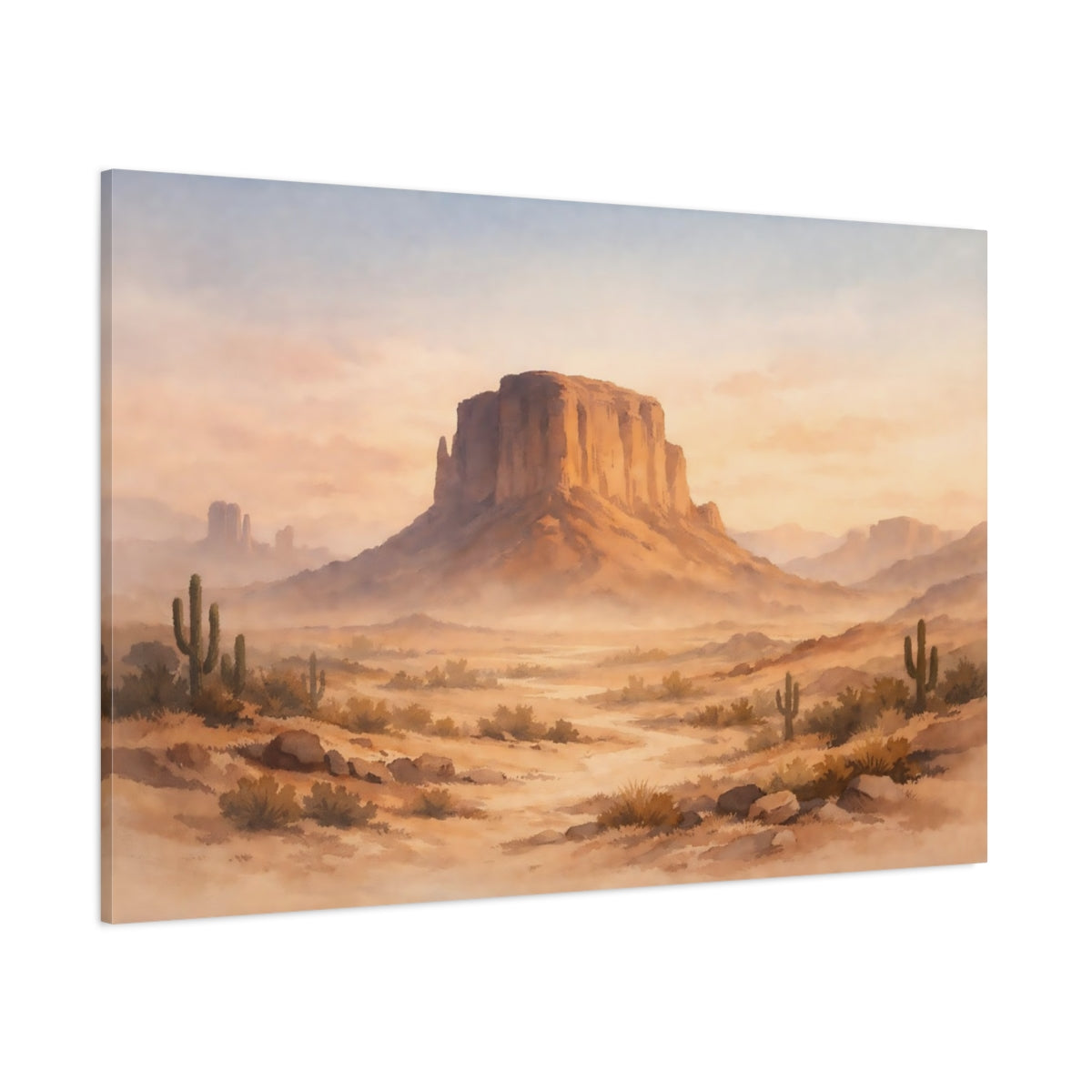 Watercolor Desert Earth shown as stretched canvas wall art