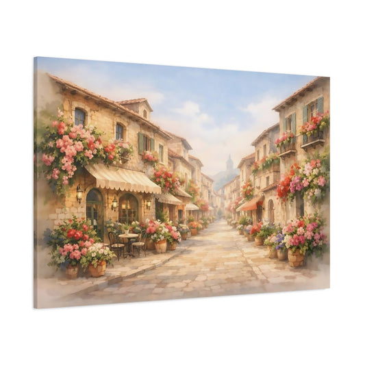 Watercolor Flower Street Floral Vintage - Canvas Wall Art Print - YesArtYes