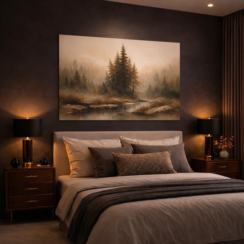 Watercolor Forest Earth Tones Pine Nature - Canvas Wall Art Print - YesArtYes