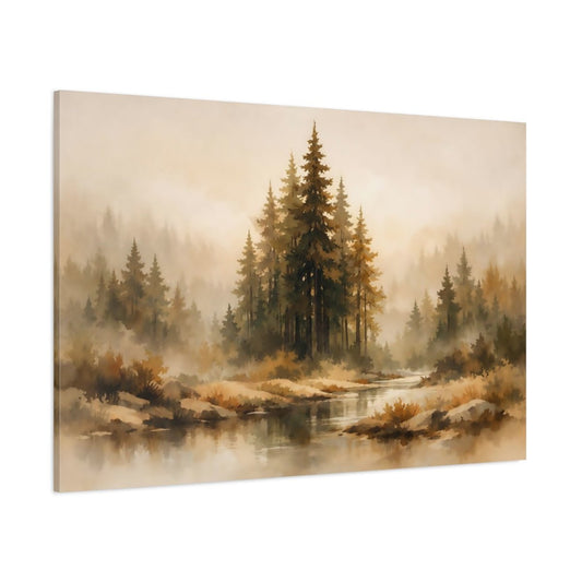 Watercolor Forest Earth Tones Pine Nature - Canvas Wall Art Print - YesArtYes