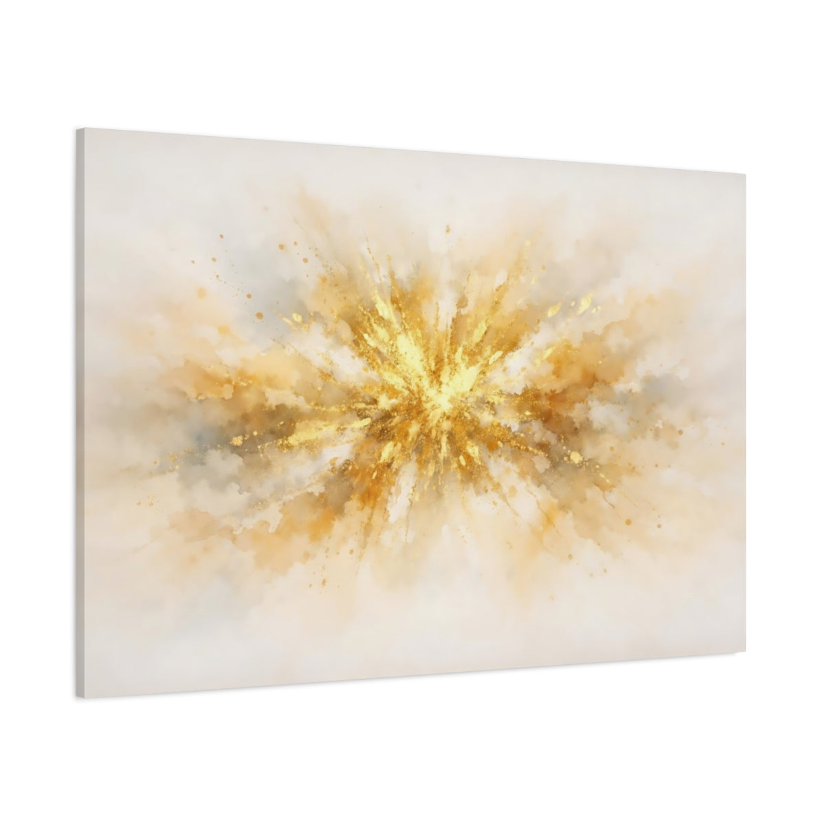 Main Mockup. Watercolor Gold Abstract shown as stretched canvas wall art