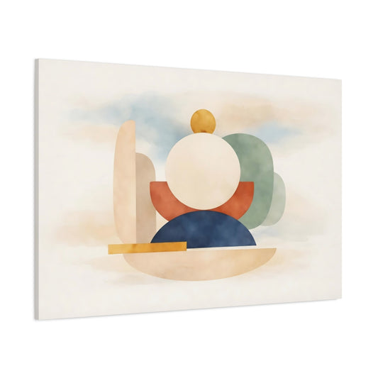 Watercolor Modern Shapes shown as stretched canvas wall art