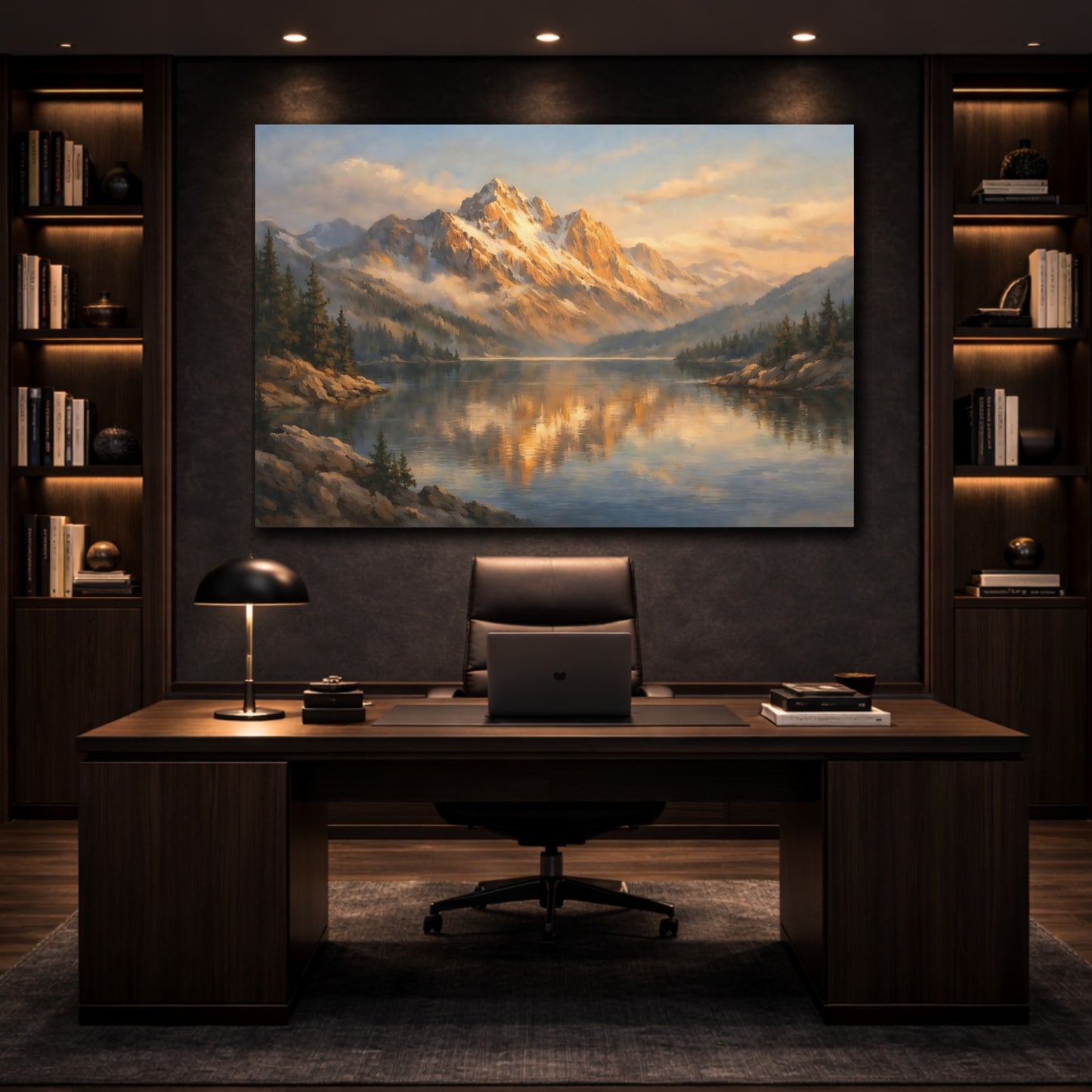 Mockup 4. Watercolor Mountain Edge Hard Light shown as stretched canvas wall art