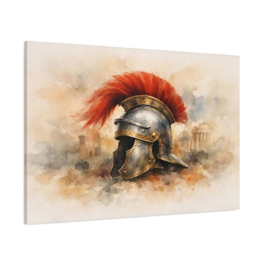 Watercolor Roman Helmet Vintage - Canvas Wall Art Print - YesArtYes