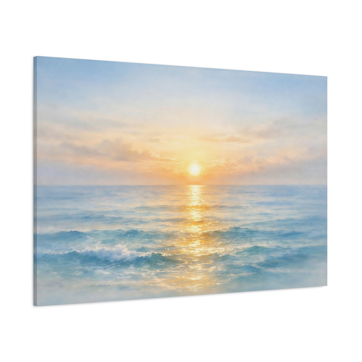 Watercolor Sea Horizon shown as stretched canvas wall art