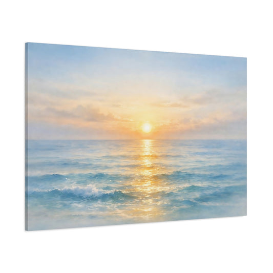Watercolor Sea Horizon shown as stretched canvas wall art