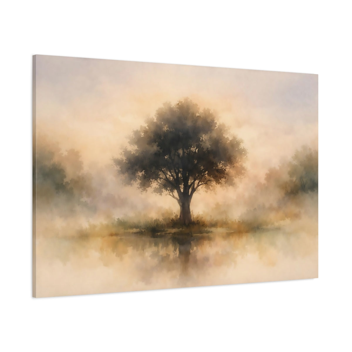 Watercolor Tree Silhouette shown as stretched canvas wall art