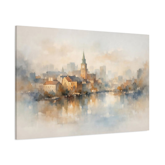 Watercolor Urban Texture Abstract shown as stretched canvas wall art