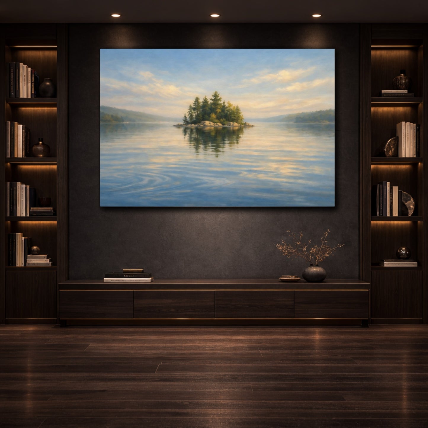 Mockup 3. Watercolor Water Ripple Calm Composition shown as stretched canvas wall art