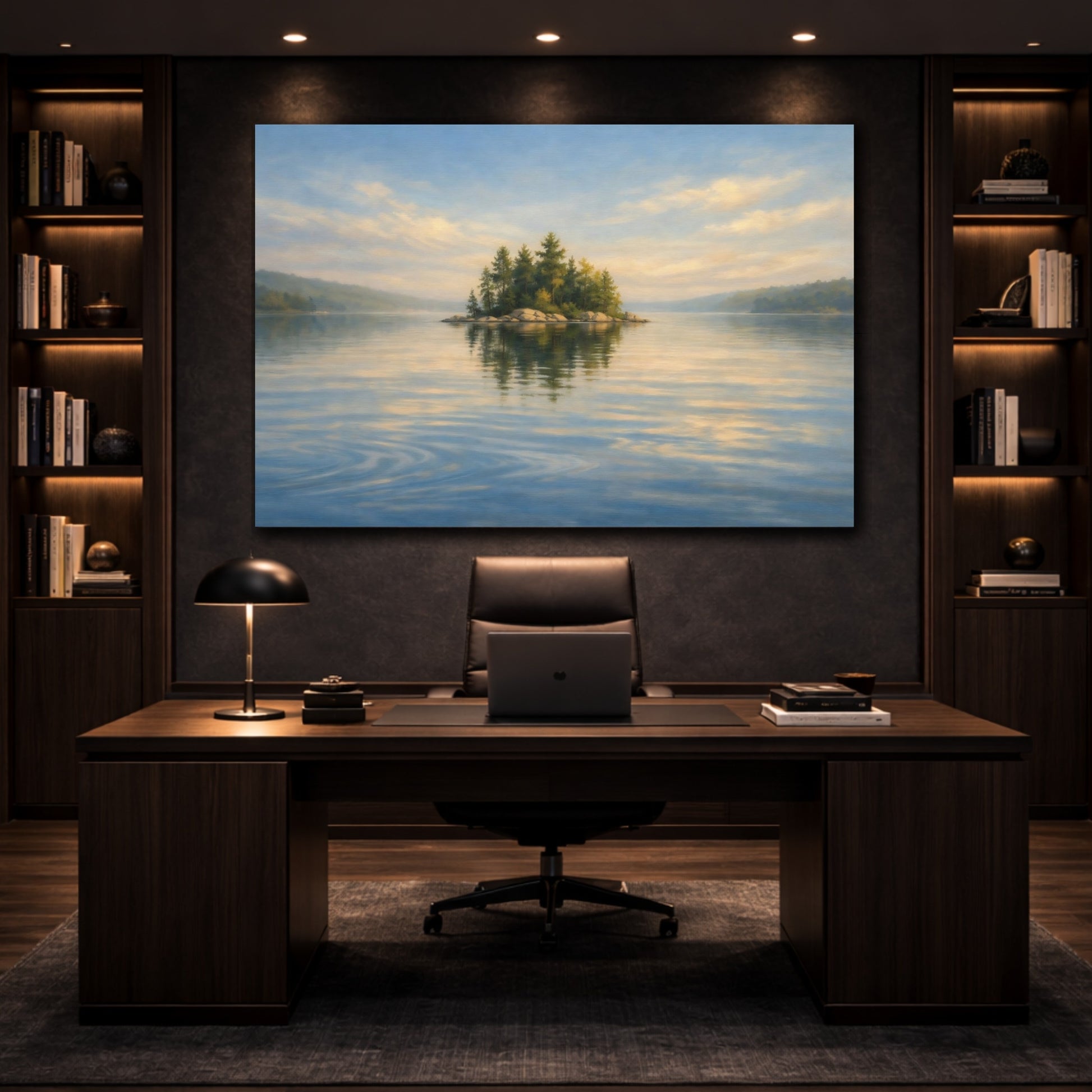 Mockup 4. Watercolor Water Ripple Calm Composition shown as stretched canvas wall art