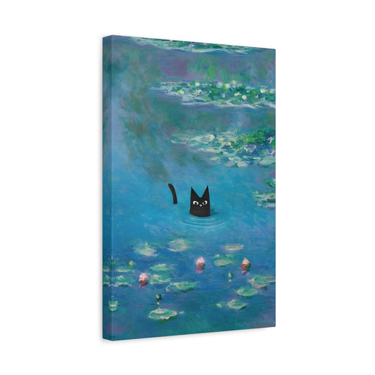 Waterlily Floral Cat Canvas Wall Art Monet Print Home Decor - YesArtYes