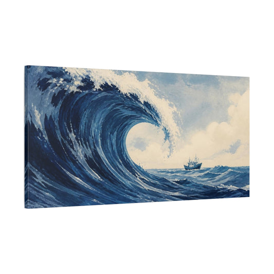 Main Mockup. Wave Crest With Boat shown as canvas print