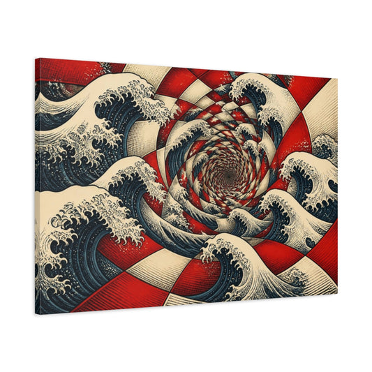 Main Mockup. Waves Illusion Vortex shown as canvas print