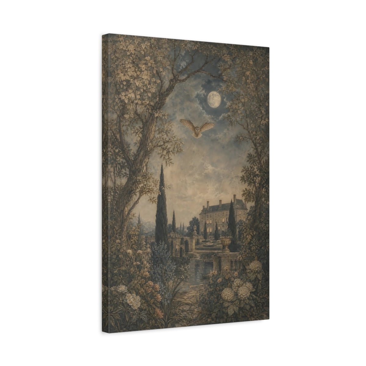Weathered Fresco Nature Mural Texture Owl Canvas Wall Art Print – Living Room Decor, Large - YesArtYes