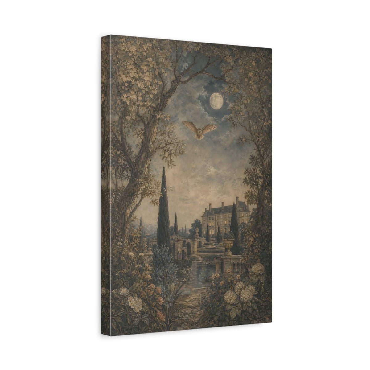 Weathered Fresco Nature Mural Texture Owl Canvas Wall Art Print – Living Room Decor, Large - YesArtYes
