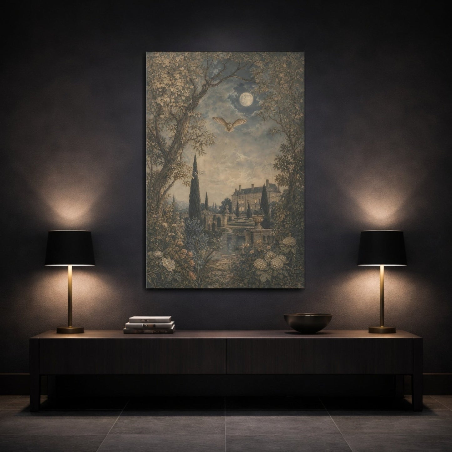Weathered Fresco Nature Mural Texture Owl Canvas Wall Art Print – Living Room Decor, Large - YesArtYes