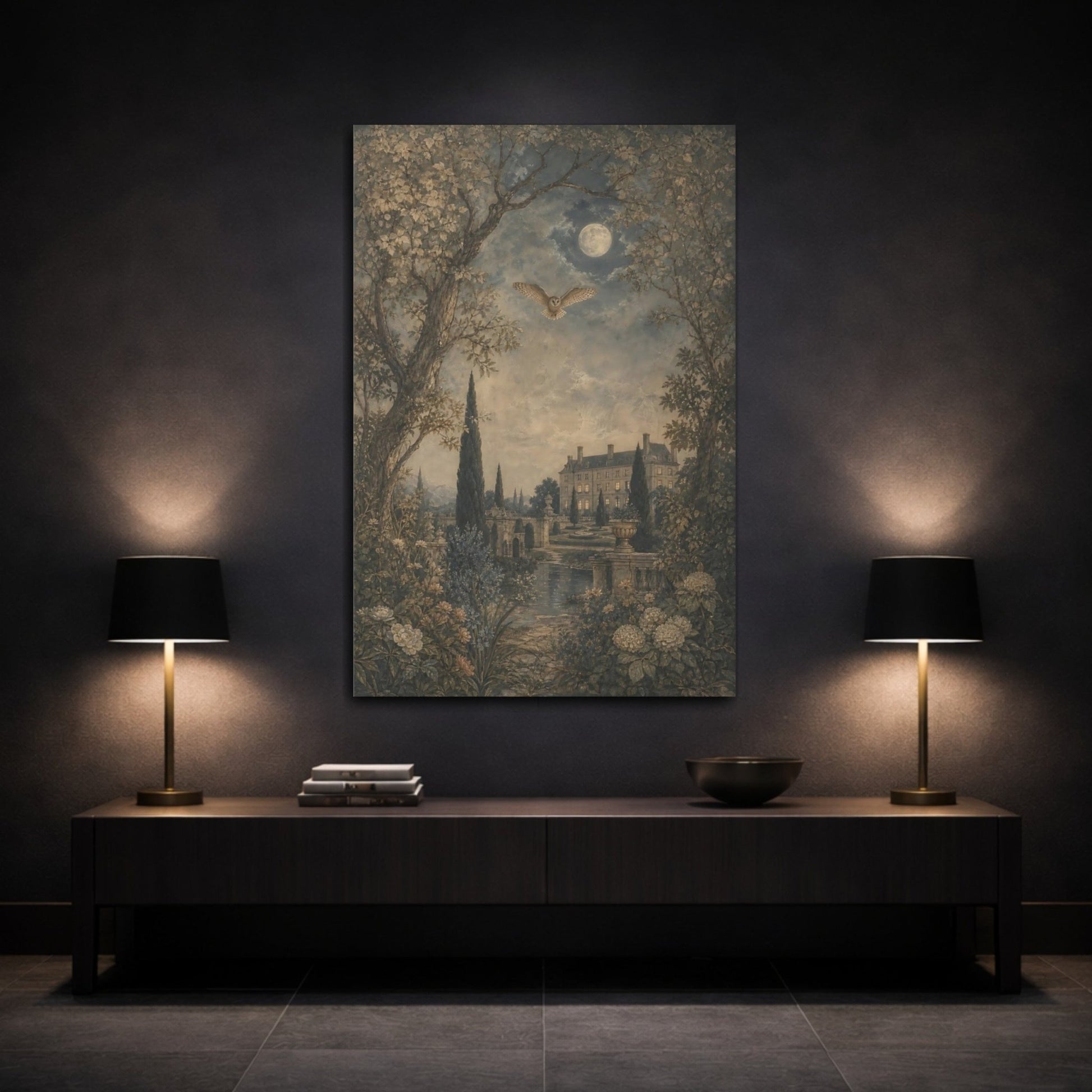 Weathered Fresco Nature Mural Texture Owl Canvas Wall Art Print – Living Room Decor, Large - YesArtYes