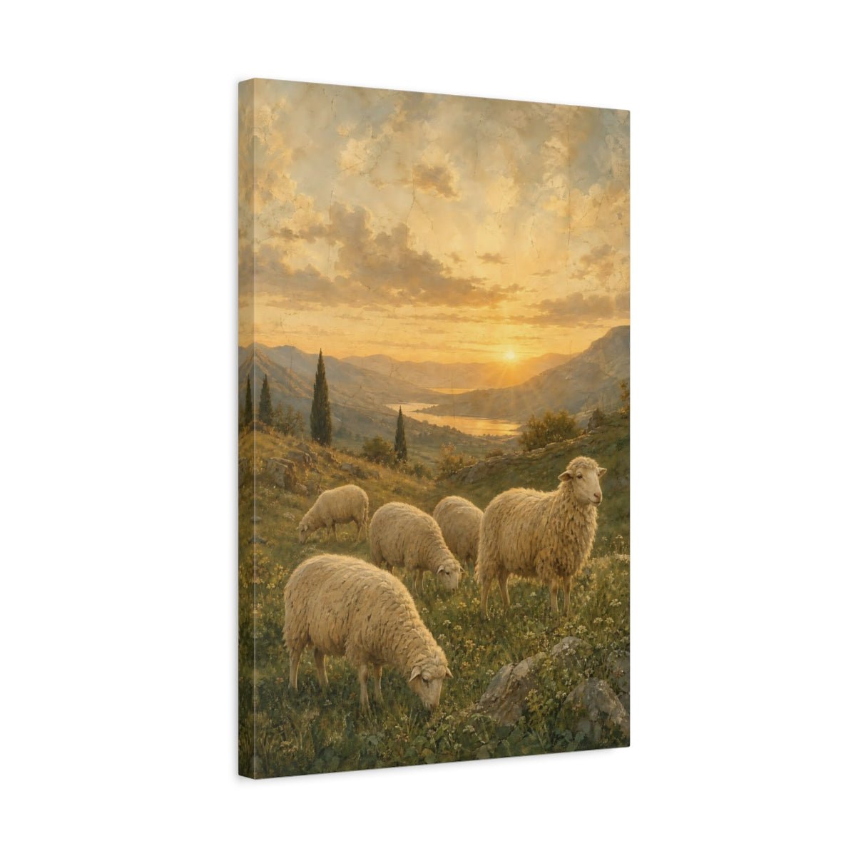Weathered Fresco Nature Mural Texture Sheep Canvas Print – Traditional Living Room, Above Sofa - YesArtYes