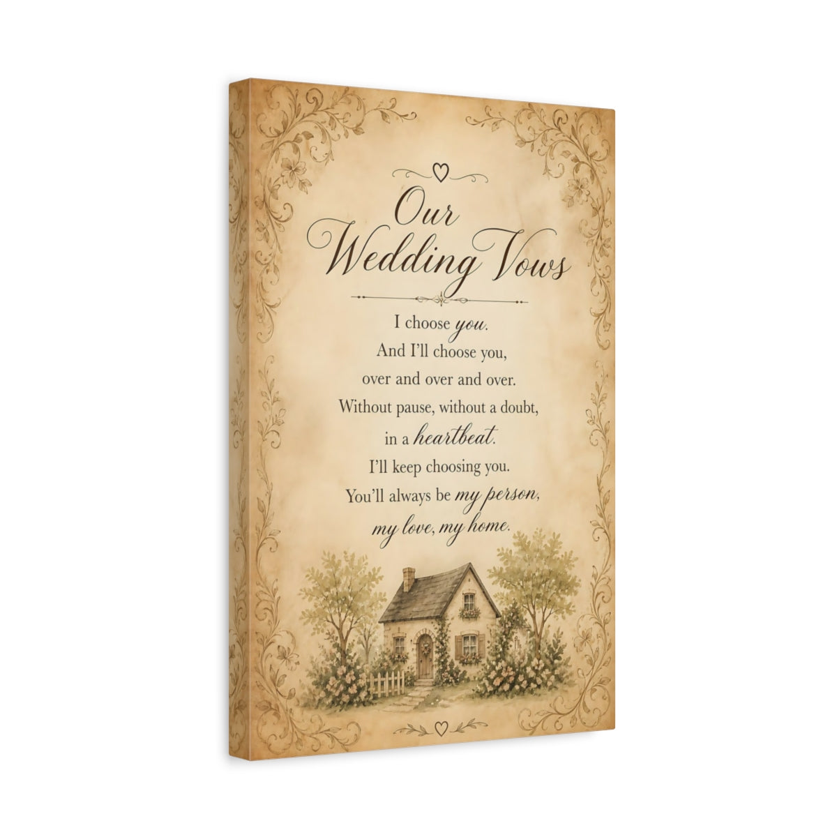 Side Mockup 4. Wedding Vows Quote Sign shown as canvas print
