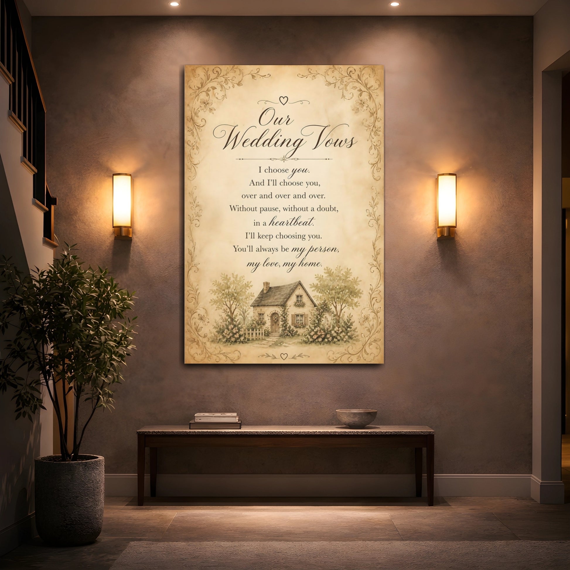 Mockup 2. Wedding Vows Quote Sign shown as canvas print