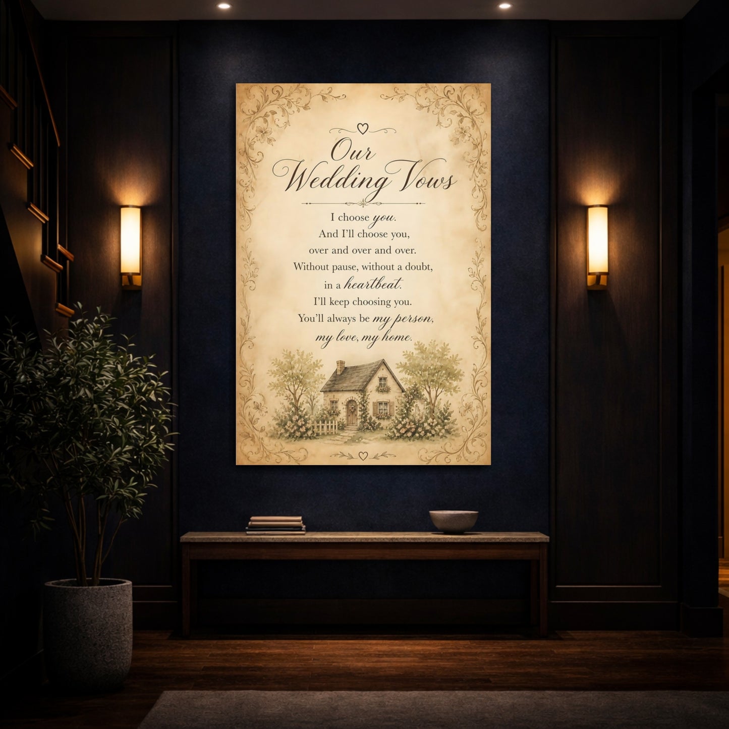 Mockup 4. Wedding Vows Quote Sign shown as canvas print
