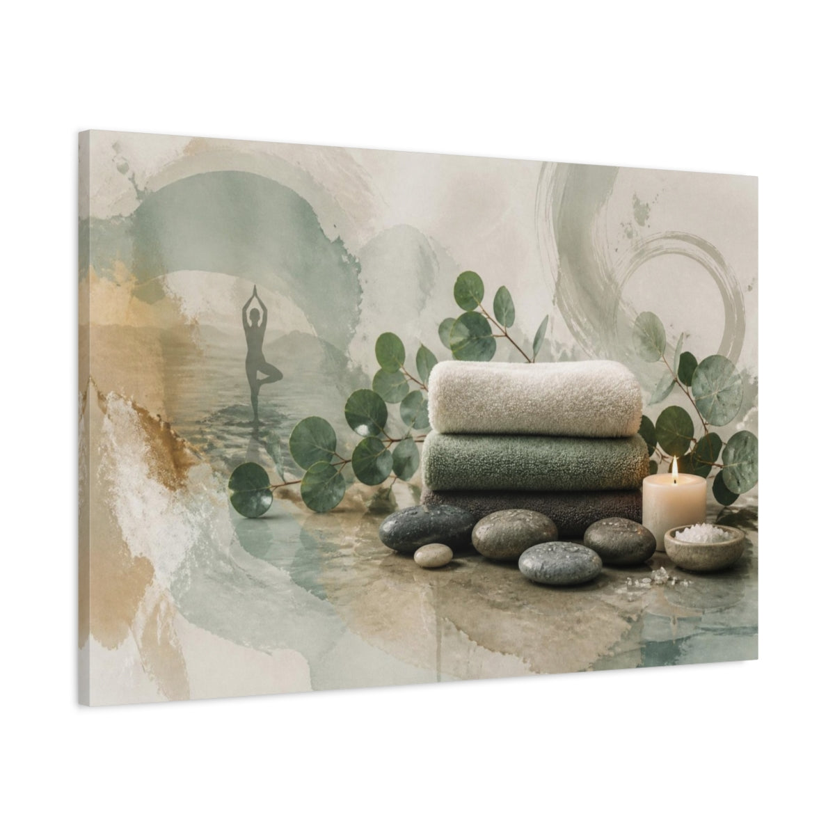 Main Mockup. Wellness Towel Stack shown as canvas print