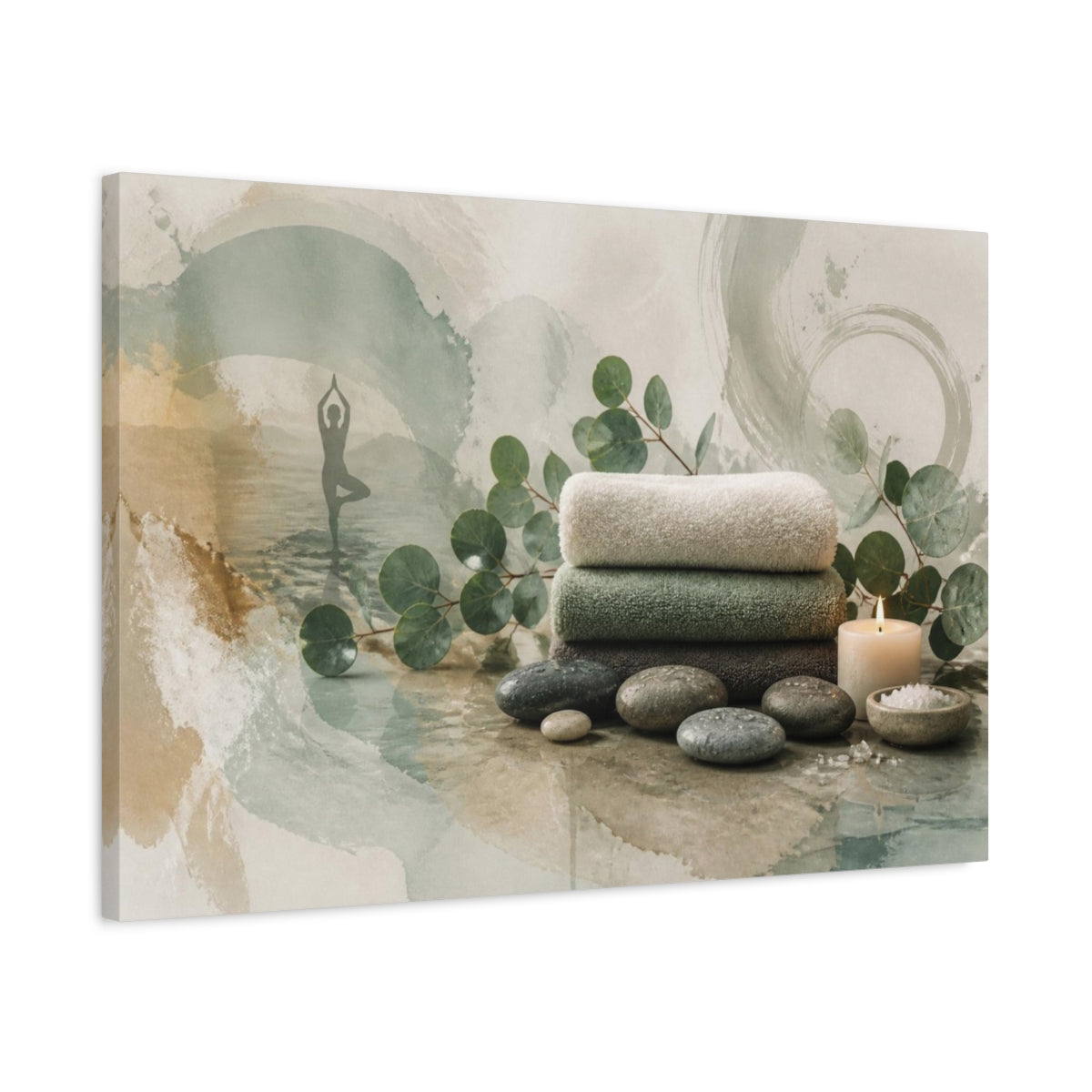 Side Mockup 2. Wellness Towel Stack shown as canvas print