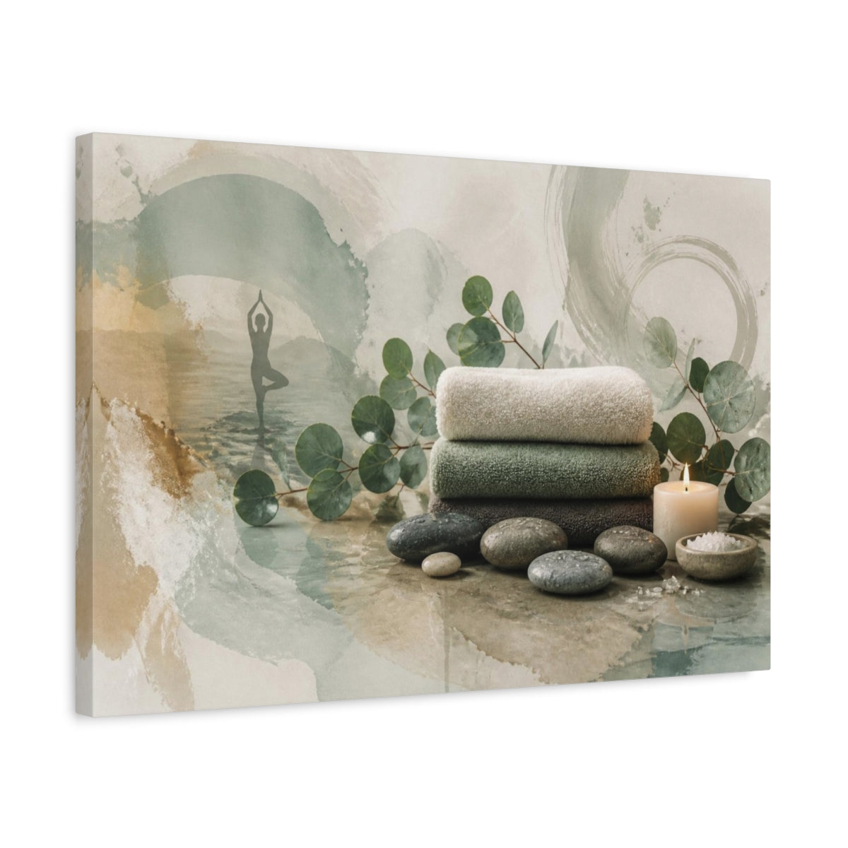 Side Mockup 3. Wellness Towel Stack shown as canvas print