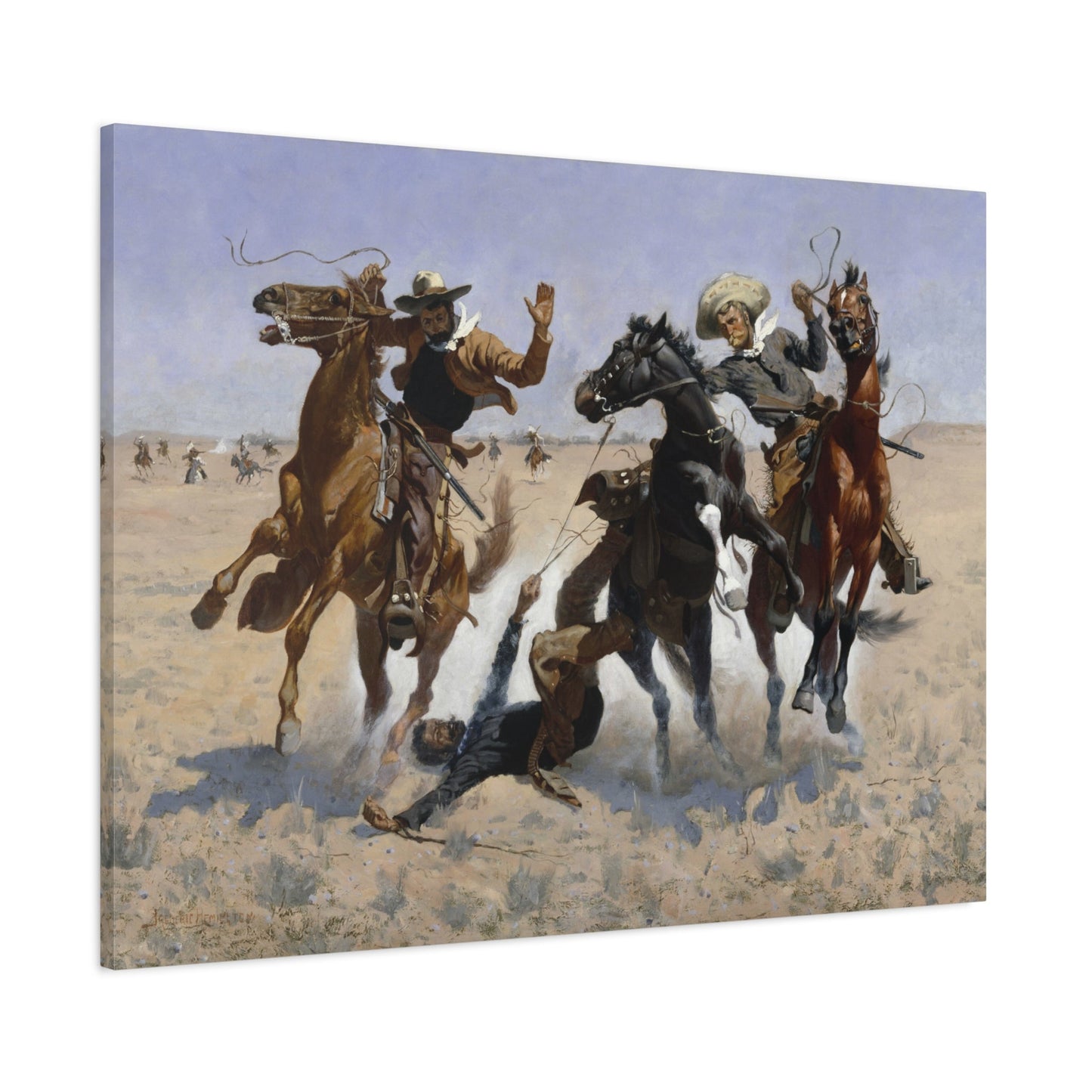 Western Remington Canvas Art - Horse Aiding a Comrade Print - YesArtYes