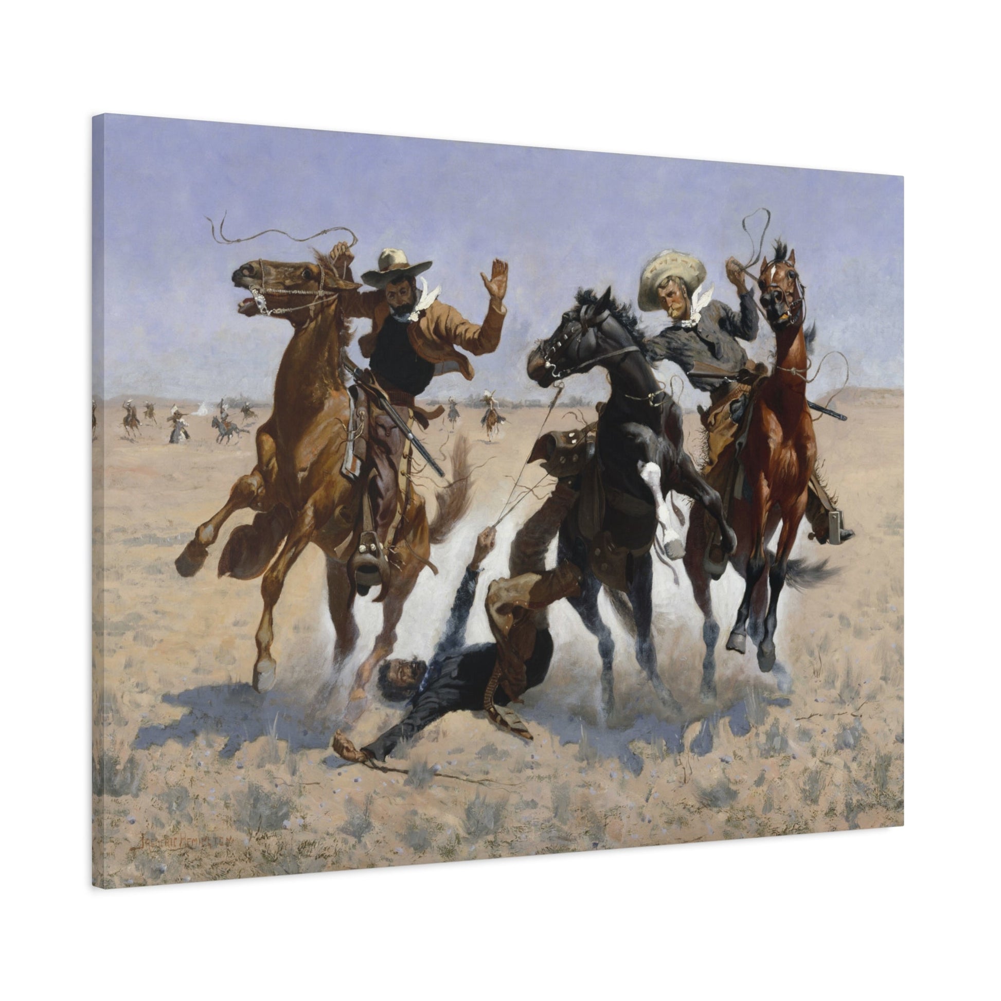 Western Remington Canvas Art - Horse Aiding a Comrade Print - YesArtYes