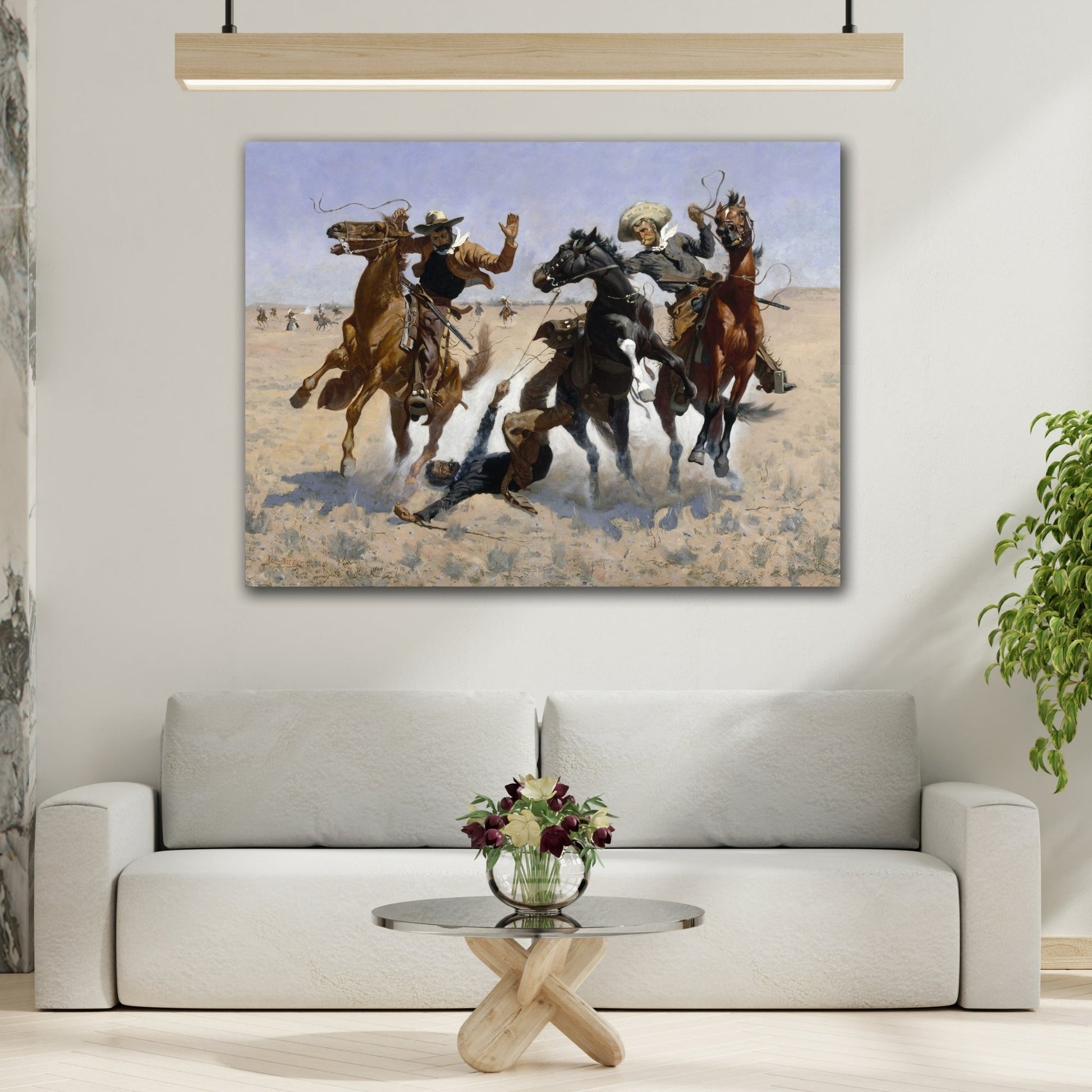 Western Remington Canvas Art - Horse Aiding a Comrade Print - YesArtYes