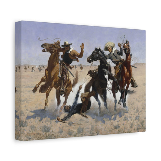 Western Remington Canvas Art - Horse Aiding a Comrade Print - YesArtYes