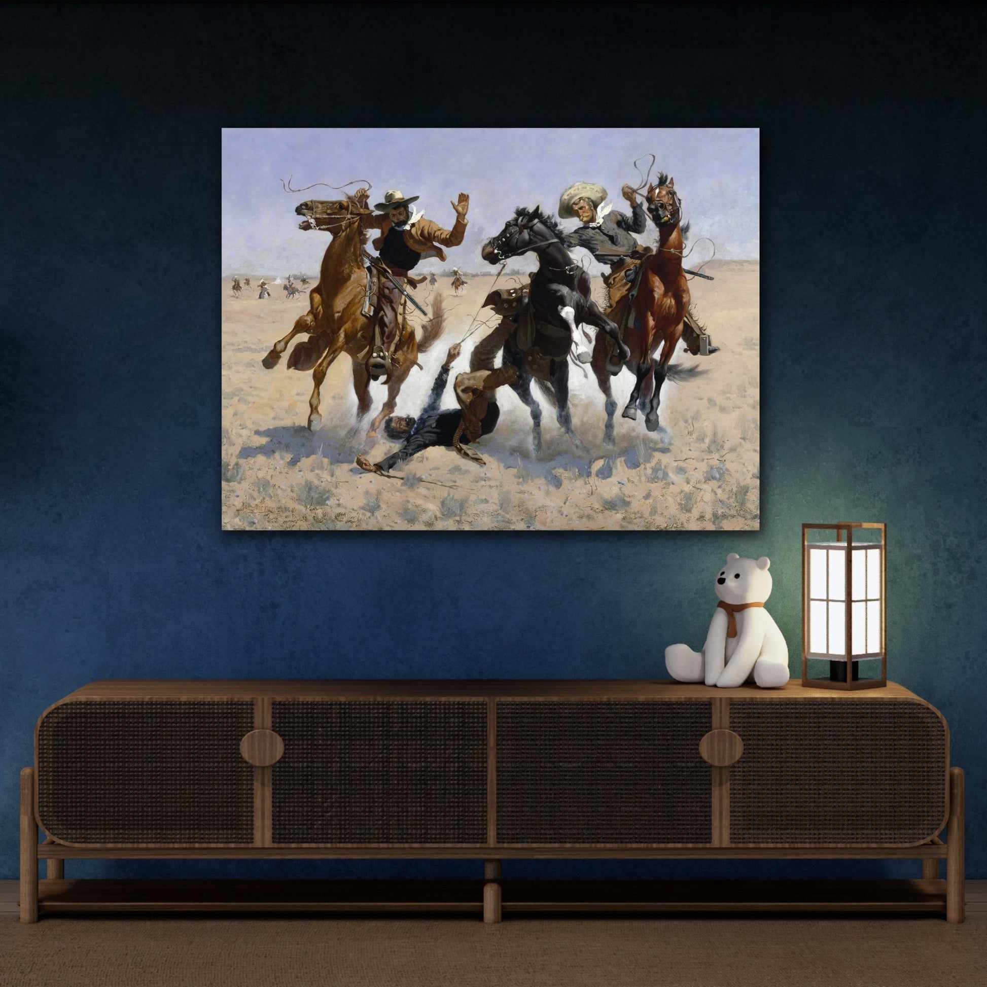 Western Remington Canvas Art - Horse Aiding a Comrade Print - YesArtYes