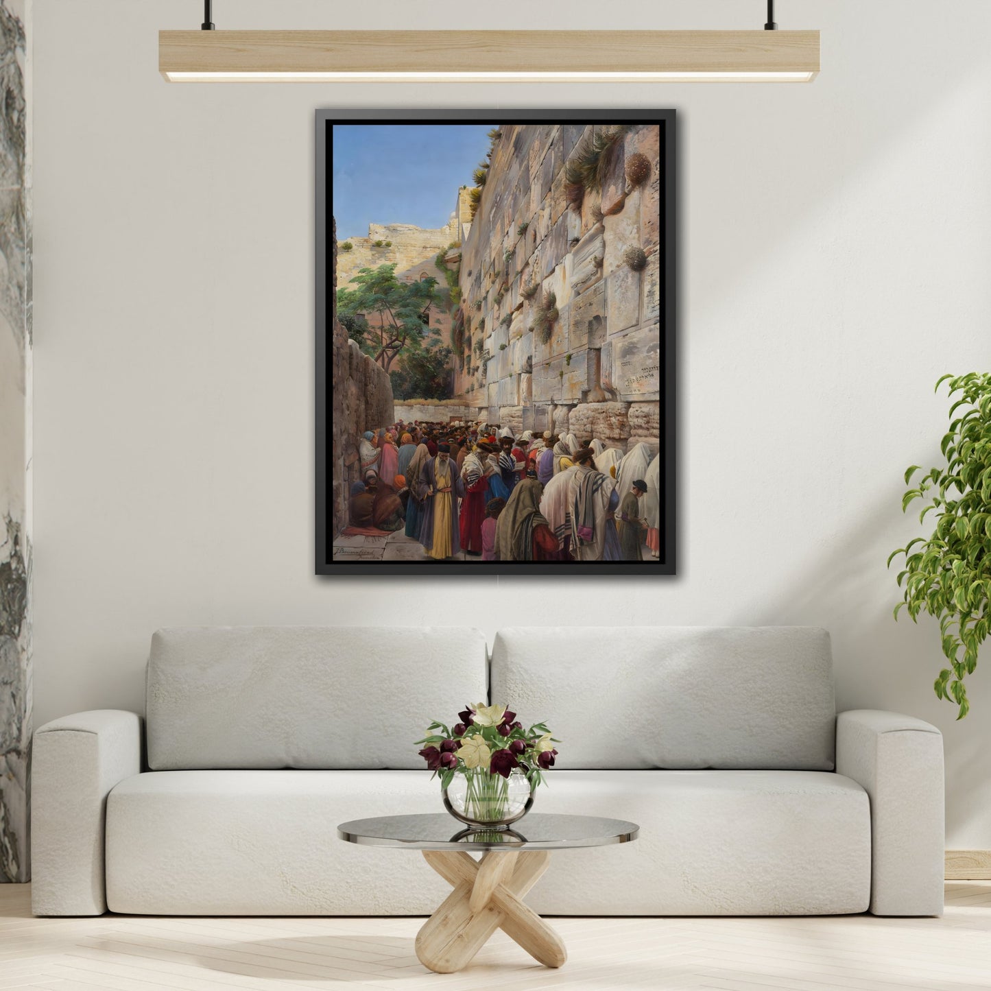 Western Wall Painting - Jerusalem Jewish Canvas Wall Art Print in Exclusive Frame for Living Room