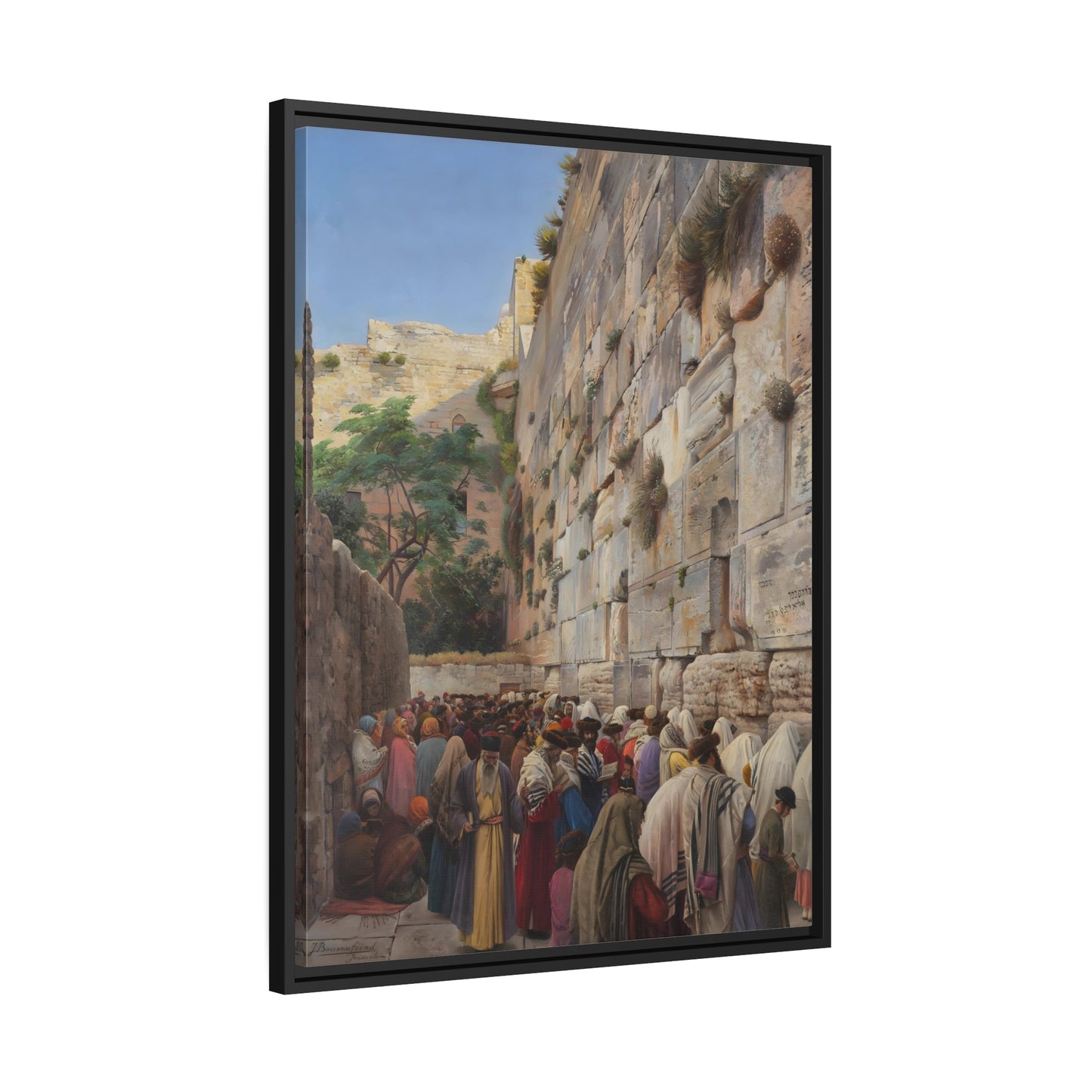 Western Wall Painting - Jerusalem Jewish Canvas Wall Art Print in Exclusive Frame for Living Room