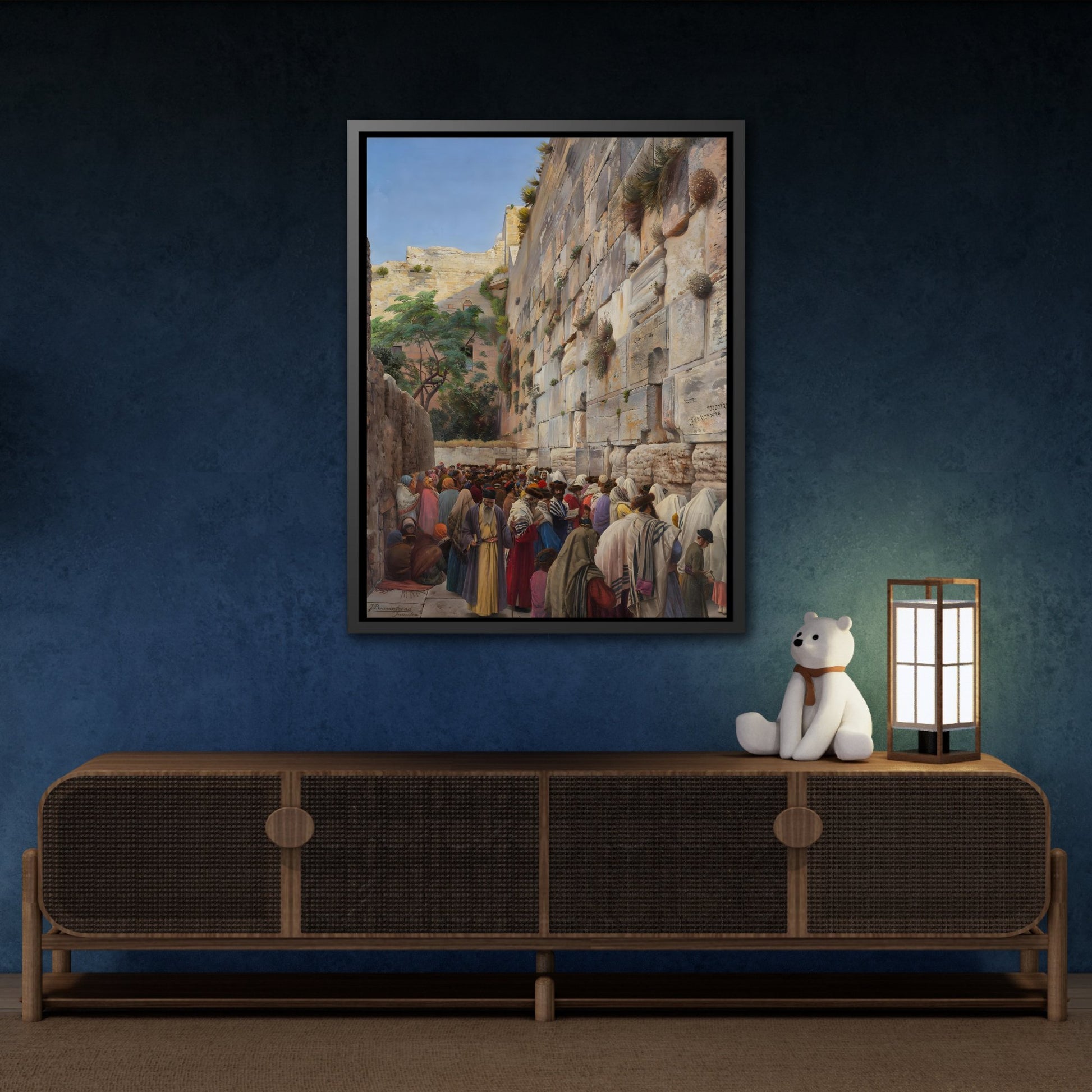 Western Wall Painting - Jerusalem Jewish Canvas Wall Art Print in Exclusive Frame for Living Room