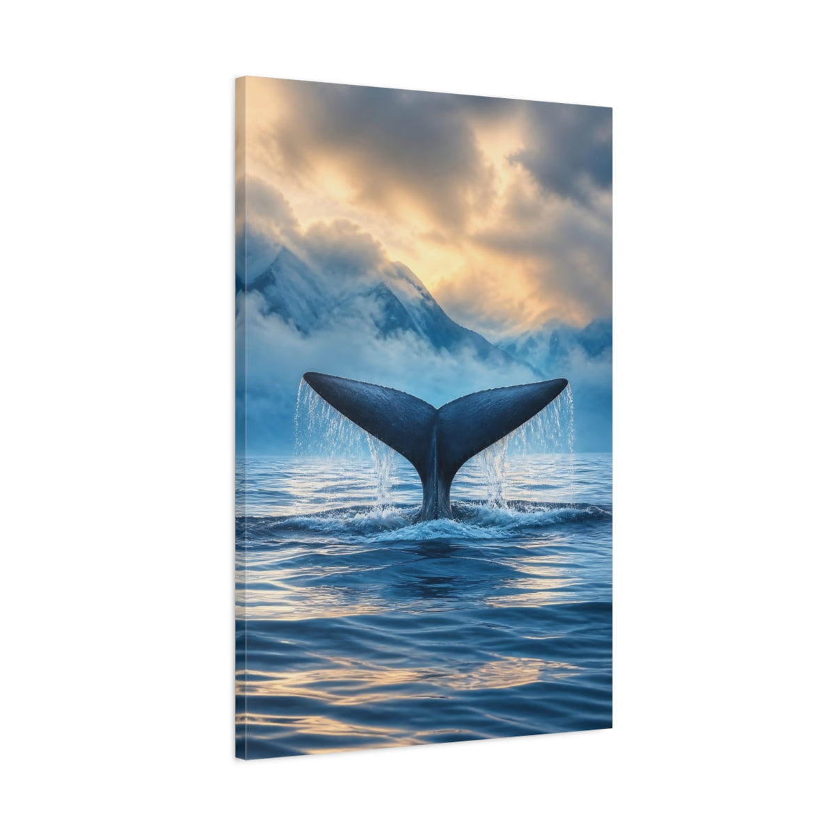 Main Mockup. Whale Tail Animals Sunrise shown as canvas print