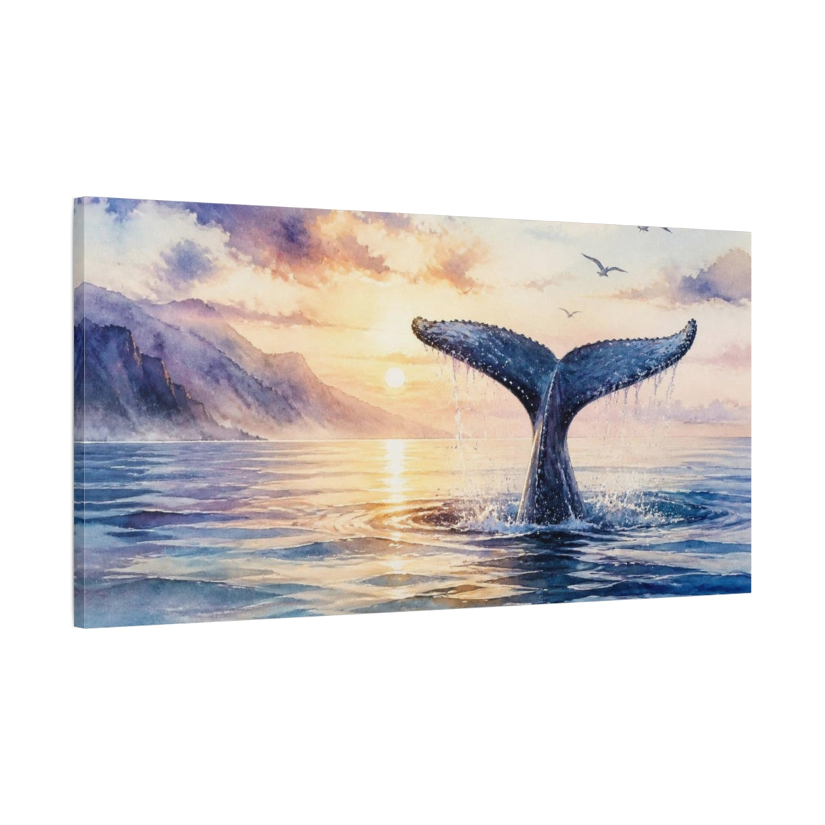 Main Mockup. Whale Tail Ocean Animals shown as canvas print