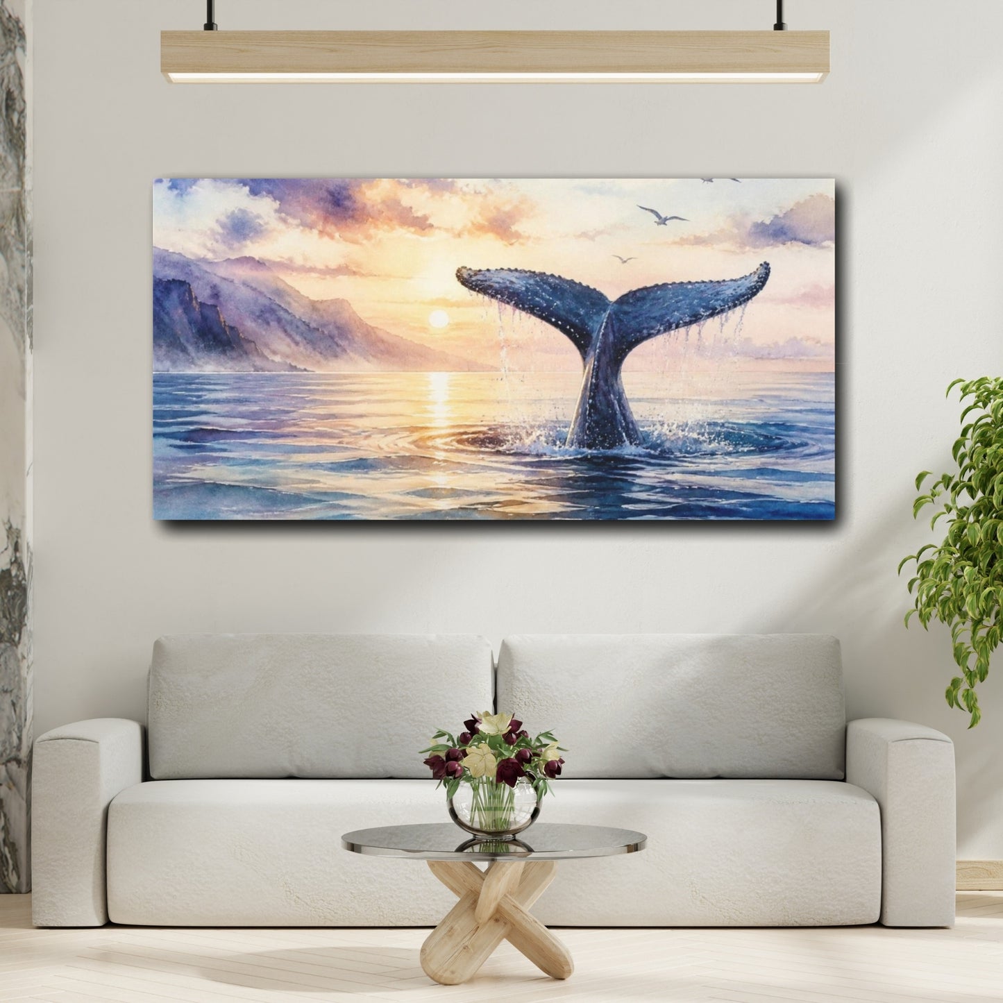Mockup 2. Whale Tail Ocean Animals shown as canvas print