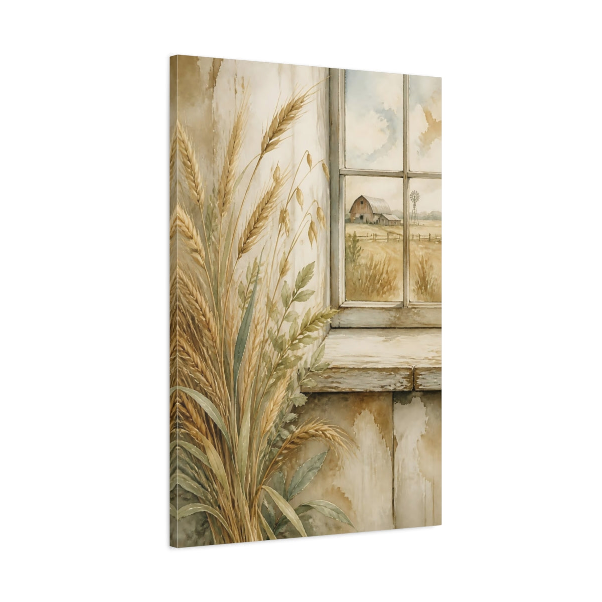 Main Mockup. Wheat By Window shown as canvas print
