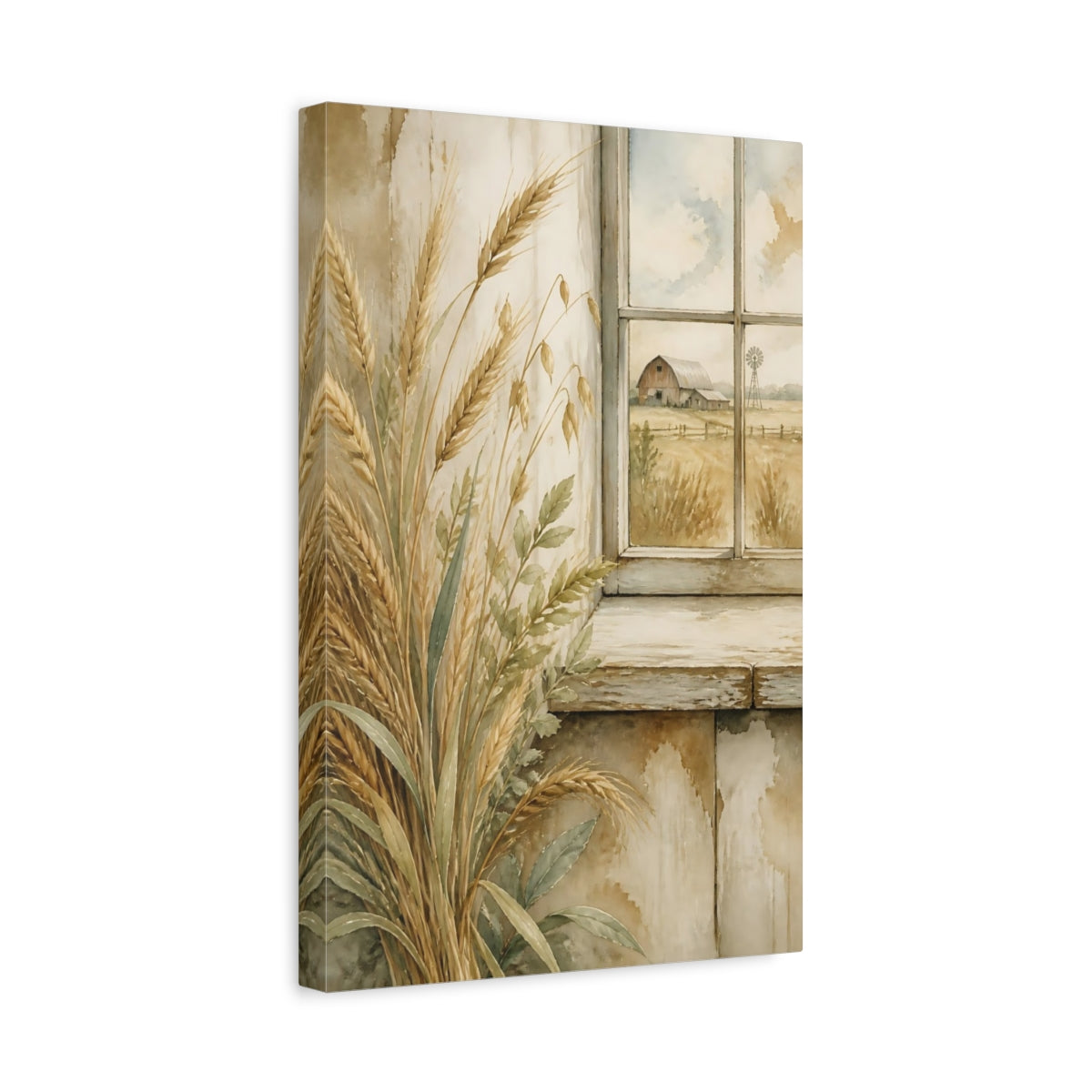 Side Mockup 4. Wheat By Window shown as canvas print