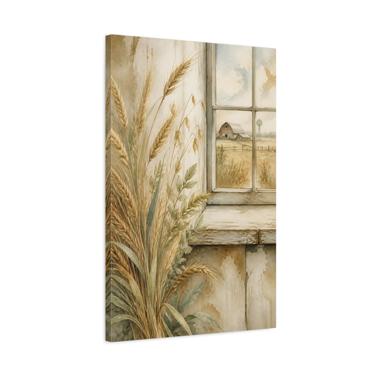 Side Mockup 2. Wheat By Window shown as canvas print