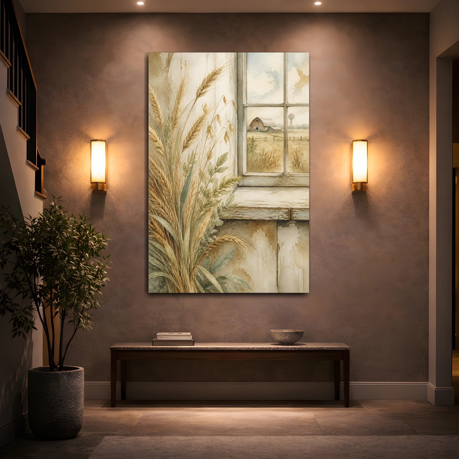 Mockup 2. Wheat By Window shown as canvas print