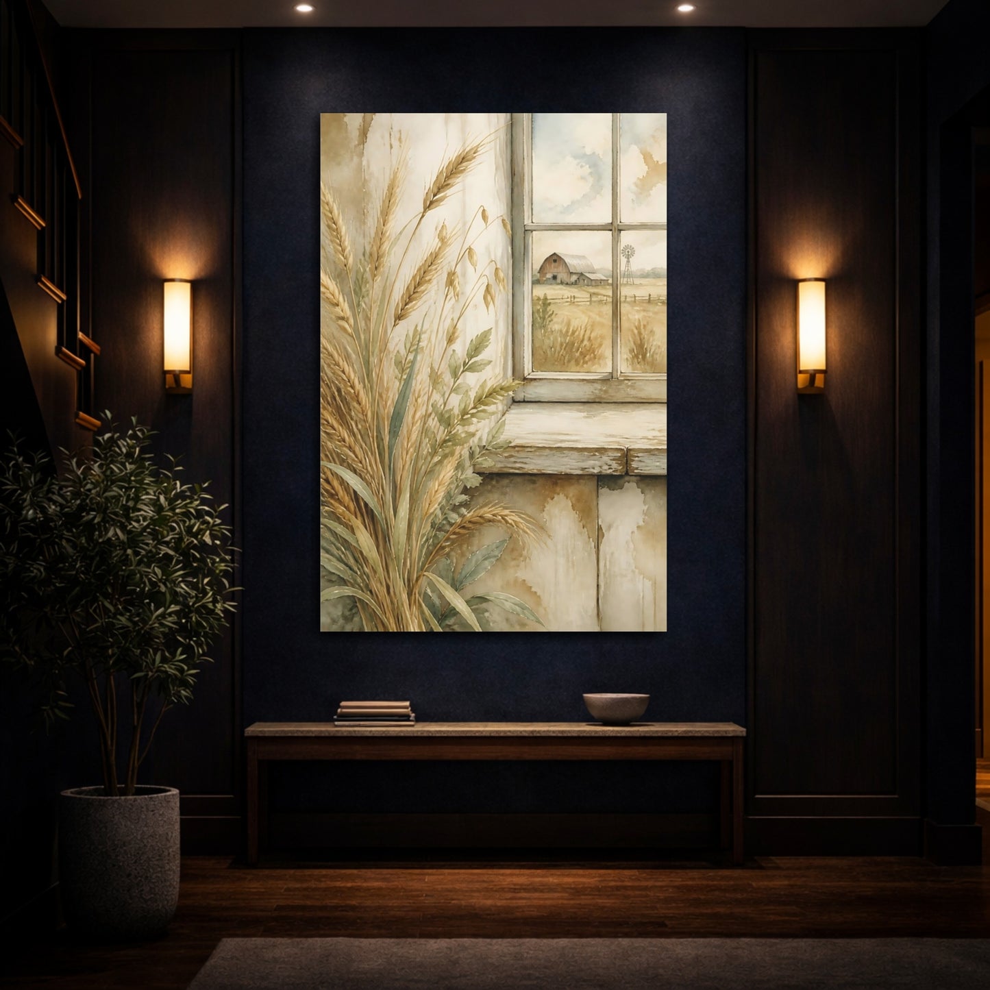 Mockup 4. Wheat By Window shown as canvas print