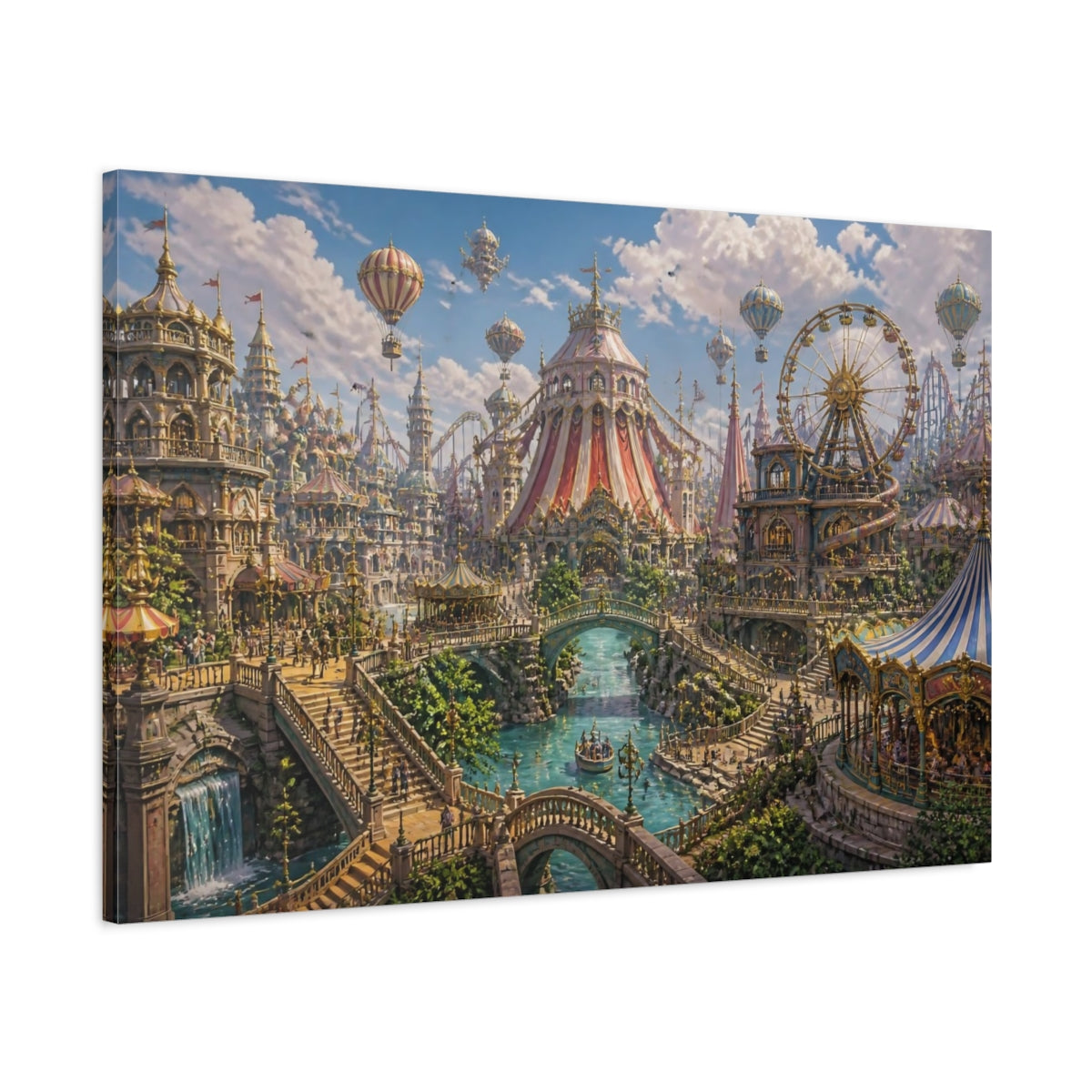 Main Mockup. Whimsical Ferris Wheel Carnival shown as canvas print