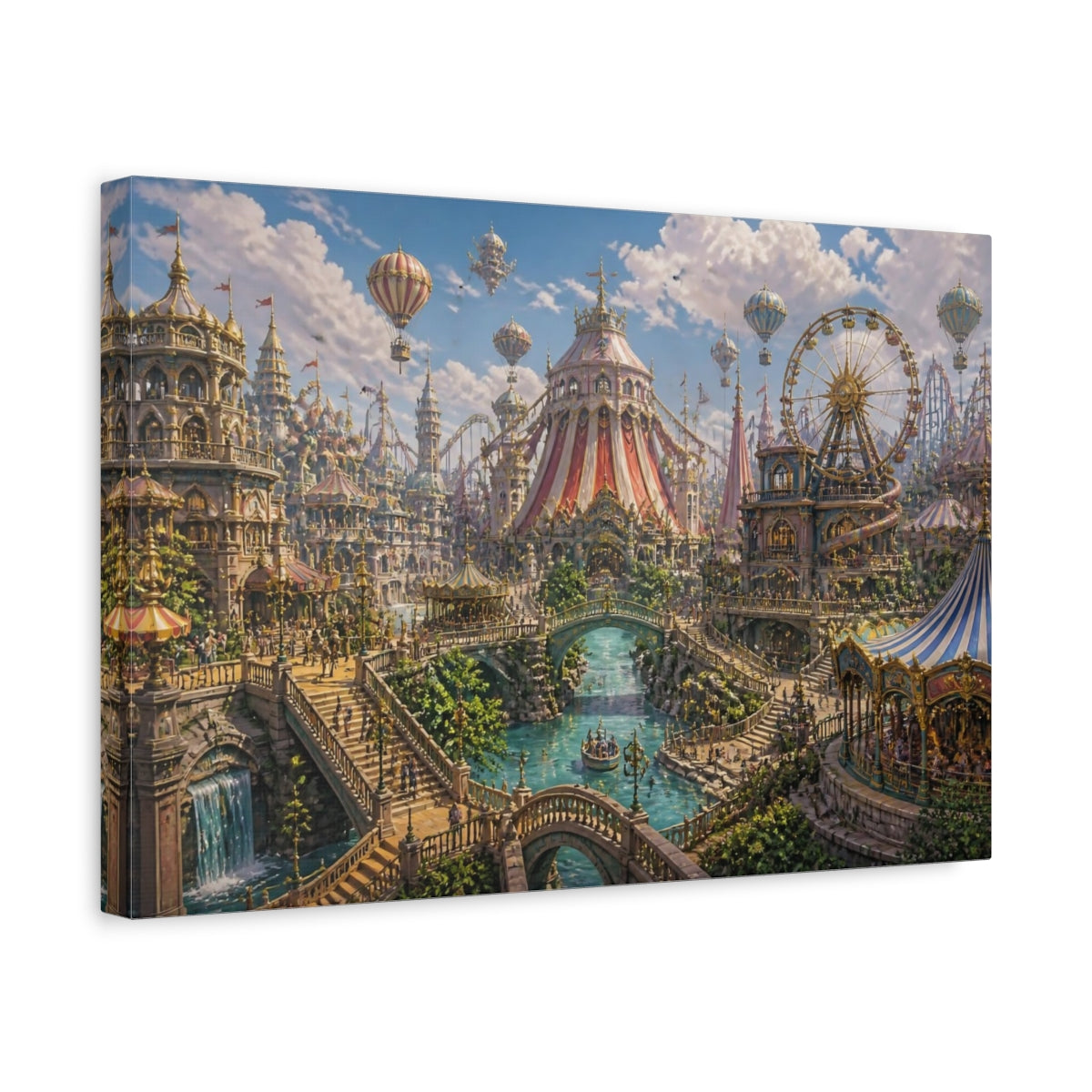Side Mockup 4. Whimsical Ferris Wheel Carnival shown as canvas print