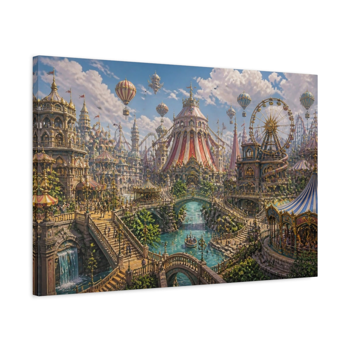 Side Mockup 2. Whimsical Ferris Wheel Carnival shown as canvas print